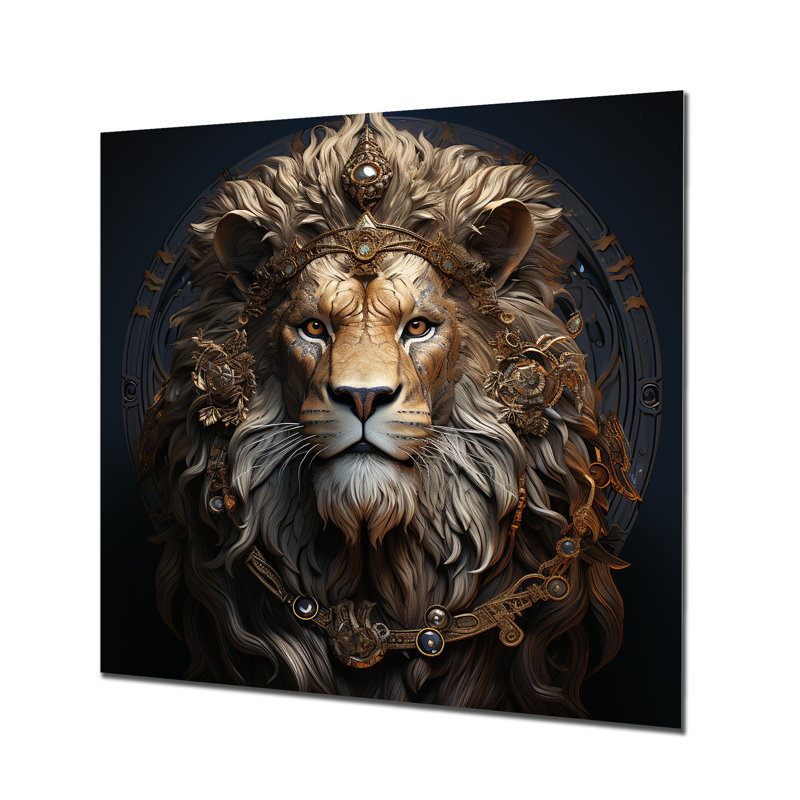  «Crowned Lion in Majesty», art mural en métal Lion, H 36 po x l 36 po x P 1,5 po