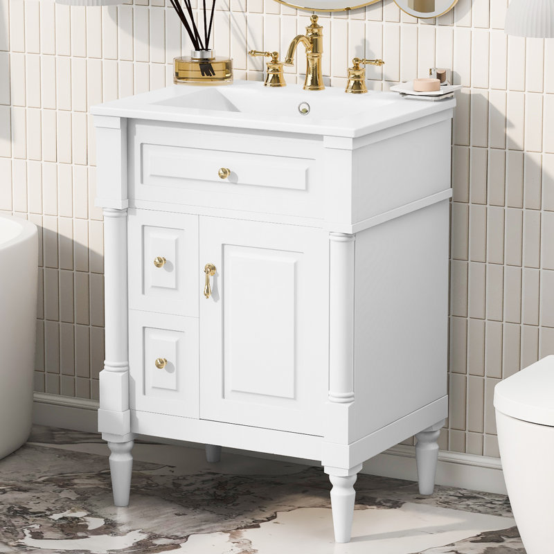 Bathroom Vanity With Sink, White