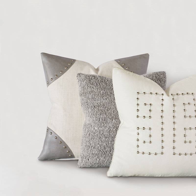 Linen Square Pillow Cover & Insert, Greek Key