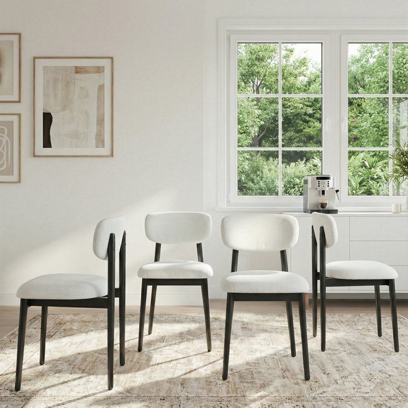 Chaise de salle à manger rembourrée avec pieds en bois 31 po H, 4