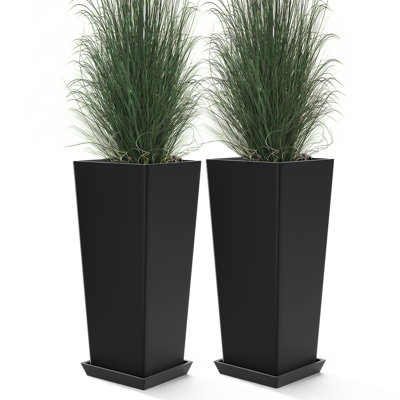 Ebern Designs Tall Planter Set of 2  Large Indoor & Outdoor Decorative  Planters for Front Porch, Patio, or Garden | Wayfair
