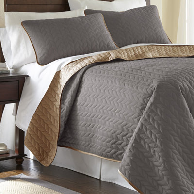 Ellen Reversible Coverlet in Atmosphere & Hazel