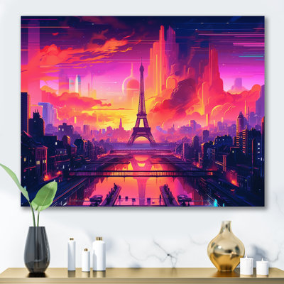«Futuristic Paris Eiffel Tower Scenery I», reproduction sur toile