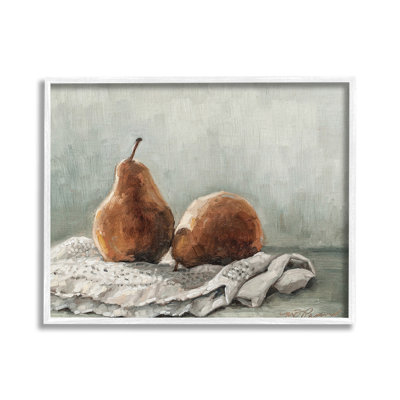 Pears on Blanket Painting Framed Giclee Art by Marian Parsons