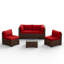 Ensemble de conversation modulaire en rotin pour 4 personnes avec coussins-570393814-562157634