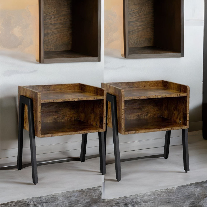 Nakevia Bedside Table Rustic Brown Industrial Bedroom Furniture