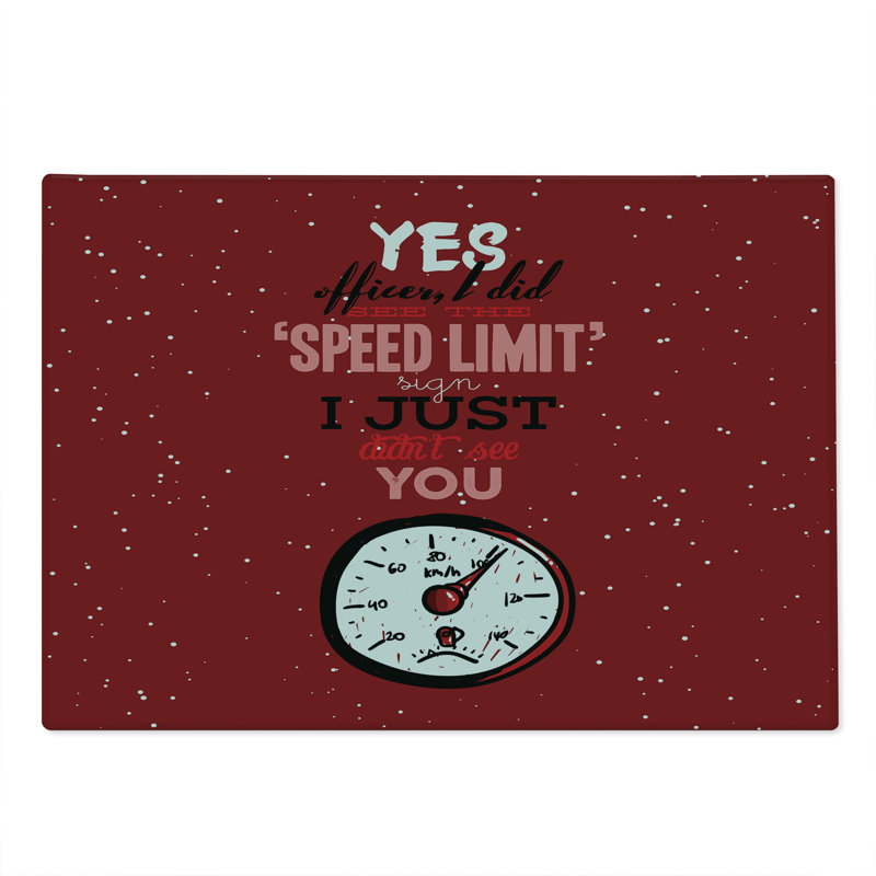 Ambesonne Funny Cutting Board Large Size Hilarious Speed Limit Words Ruby Grey