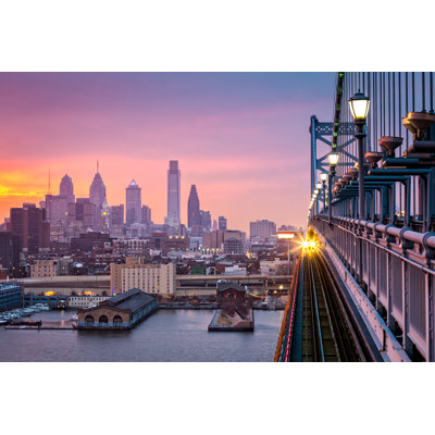 Philadelphia Purple Sunset - Wrapped Canvas Print