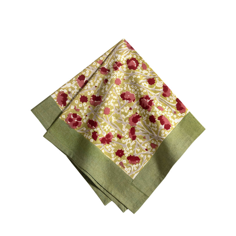 Meadows 100% Cotton Square Napkins, Red/Green