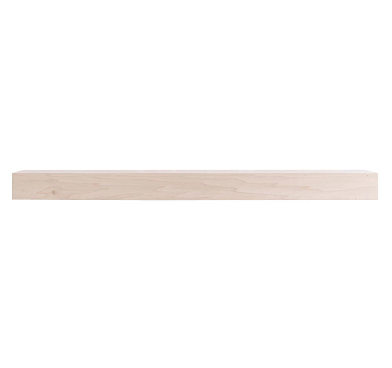 Tablette de manteau de cheminée flottante Enrigue - Tablette moderne en bois de peuplier pour foyers, foyers et décor, Brut