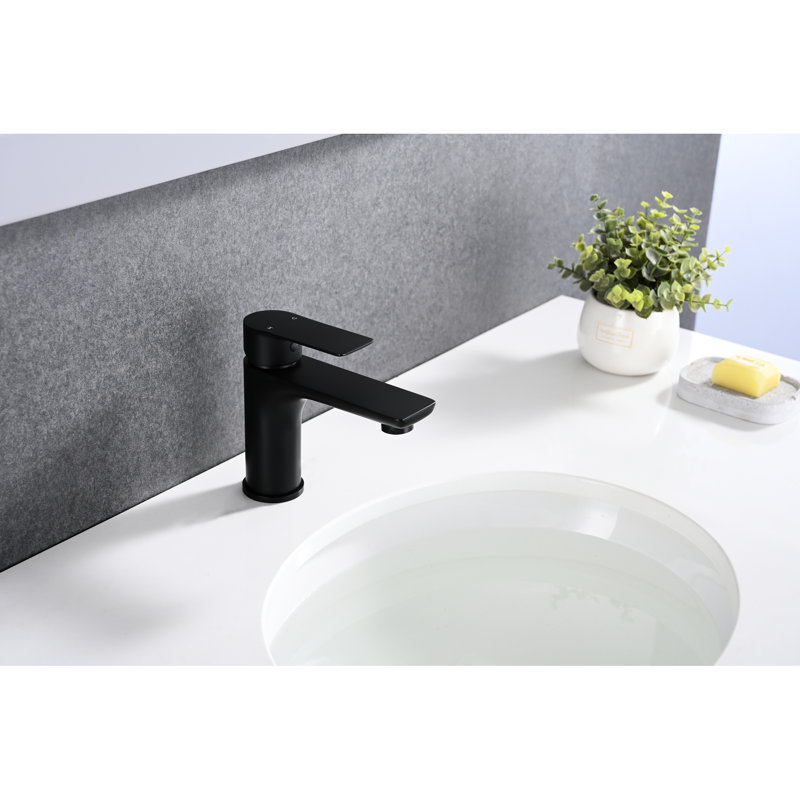 Mélangeur de lavabo de salle de bain noir mat, poignée simple, matériau en laiton robuste, trou, style moderne, soupape en céramique, robinet de lavabo réglable à eau froide et chaude, conception de poignée, laiton robuste, attrait, option