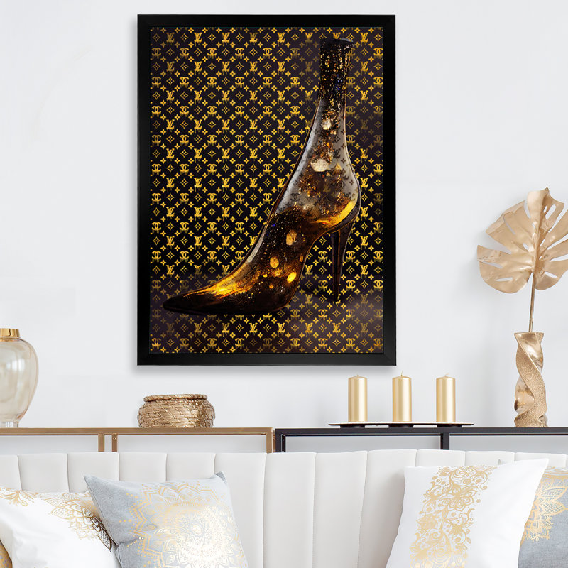 Luxueux talons aiguilles II - art mural sur toile tendance, L 12 po x H 20 po, Cadre photo noir