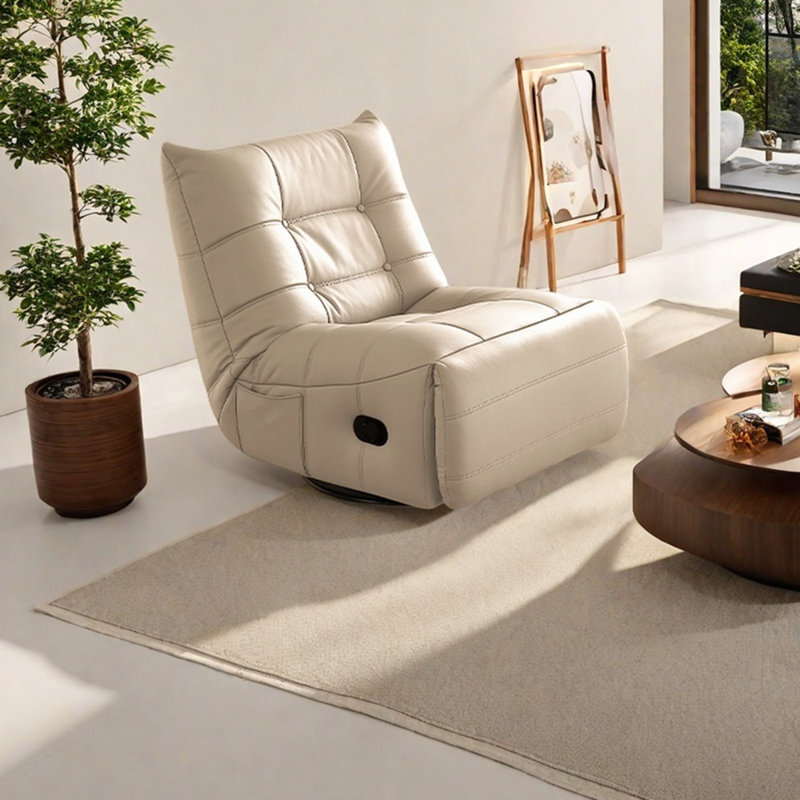 Chaise longue ergonomique en similicuir, Kaki pâle