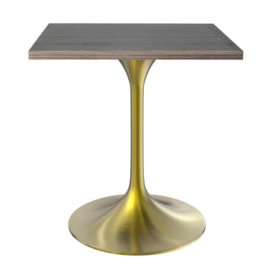 Verve 24" Square MDF Top Dining Table With Stainless Steel Pedestal Base