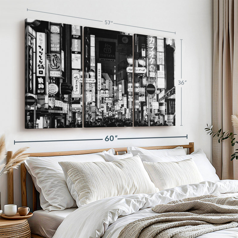«Shibuya Tokyo», 3 pièces sur toile, H 36 po x l 57 po