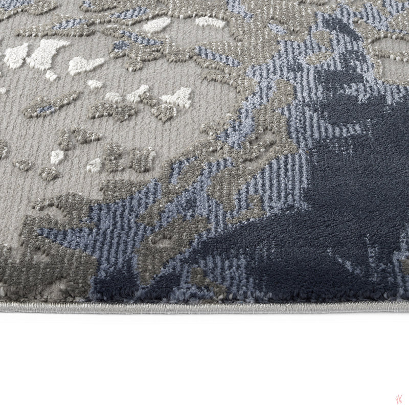 Tapis rectangulaire décontracté, contemporain, moderne, abstrait, texturé, à poils longs de 9 pi 3 po x 12 pi