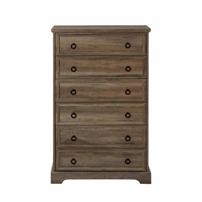 Commode moderne à 6 tiroirs, commodes pour la chambre à coucher, grande commode de rangement et vêtements de rangement - Poignée à tirer facilement, bordures texturées du salon, couloir, l 29,53 po x l 15,75 po x H 48,03 po