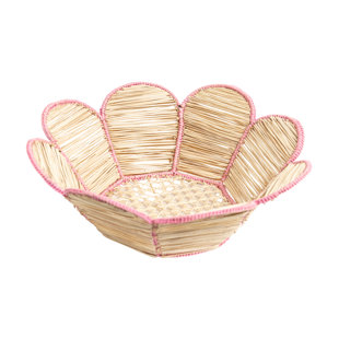 Panier à pain fleur - garniture rose