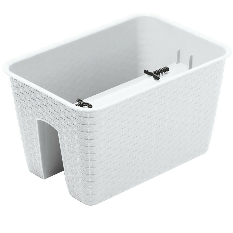 Elburn Railing Planter, White, 22.5cm H x 40cm W x 27cm D