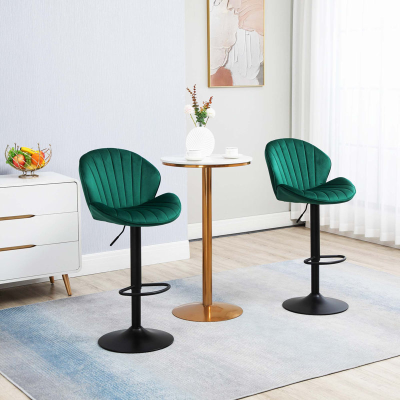 Tabourets de bar Hadeeqa (ensemble de 2) - Tabourets réglables avec dossier et repose-pieds, chaises de bar à hauteur de comptoir pour la cuisine