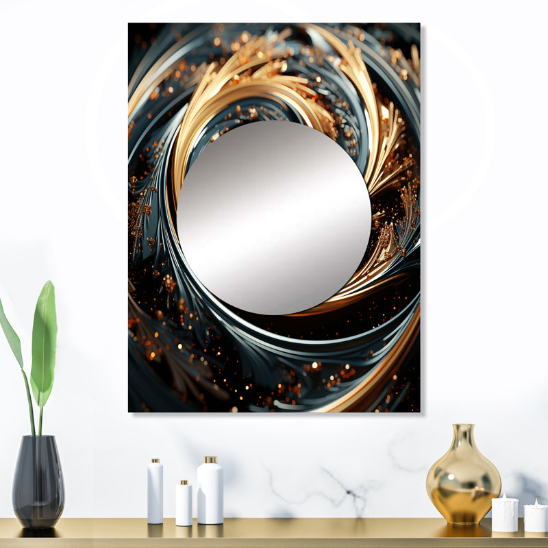 Or et vert hypnotique spirale abstraite II, 32 po x 24 po