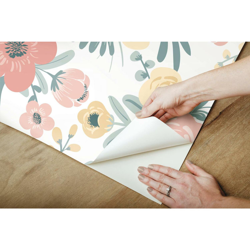 Rouleau de papier peint 18,86 pi x 18 po, Blanc / rose