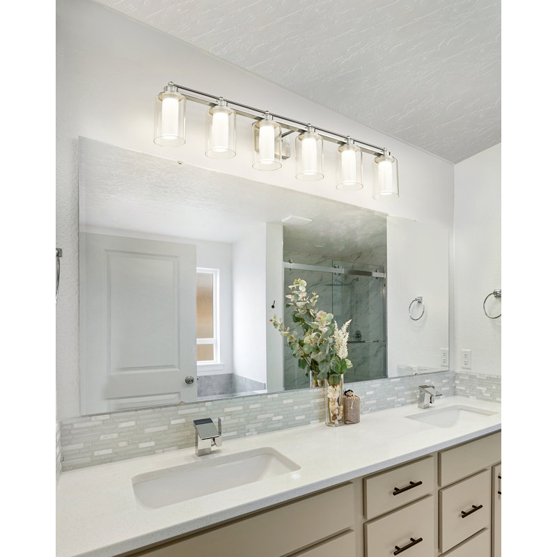 Éclairage pour meuble-lavabo moderne à 6 lumières DEL à intensité variable, 5 couleurs de température réglable, nickel brossé