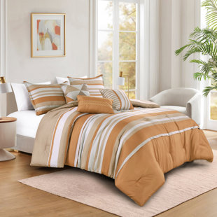Burnt Orange Stripe Comforter Set