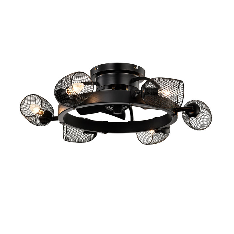 Ventilateur de plafond industriel réversible fermé avec télécommande, 25.8, Noir mat