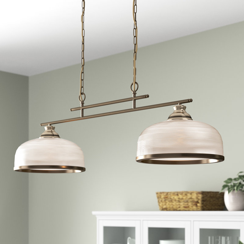 Asner 2-Light Kitchen Island Chandelier, Antique Brass
