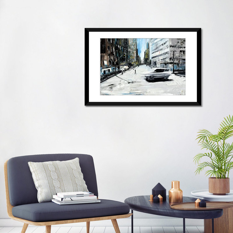 « running car », reproduction d’impression sur toile, H 24 po x l 32 po x P 1 po, Papier d'art encadré noir, Blanc
