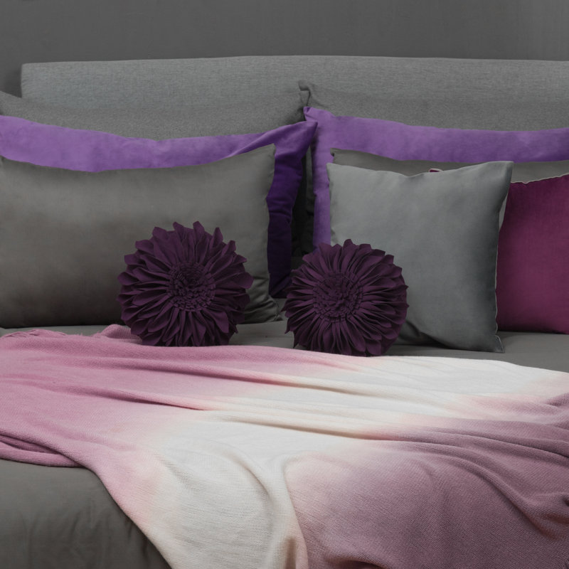 Housse et insert décoratif décoratif 3D Floral, H 12 po x l 12 po, Mauve - peluche double