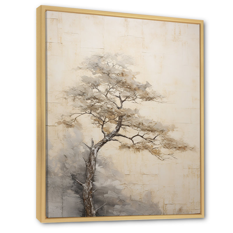 «Beige Tree Pine Zen Scenery IV», reproduction d'art sur toile, Cadre naturel flottant, H 20 po x l 12 po x P 1 po