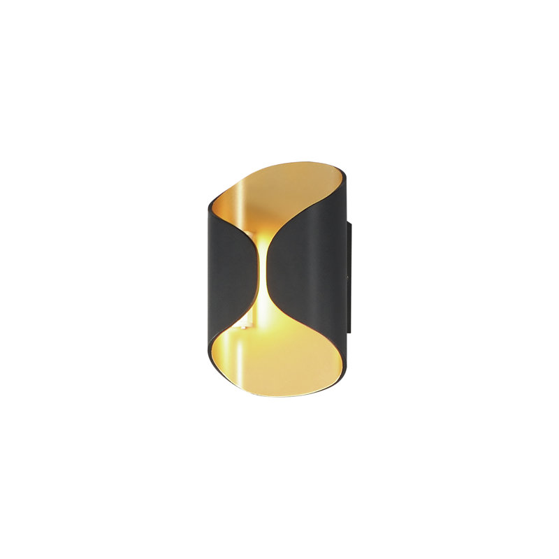 Alessandrino Aluminium LED Wall Light, Gold/Black, 9.75" H x 6.25" W x 3.25" D