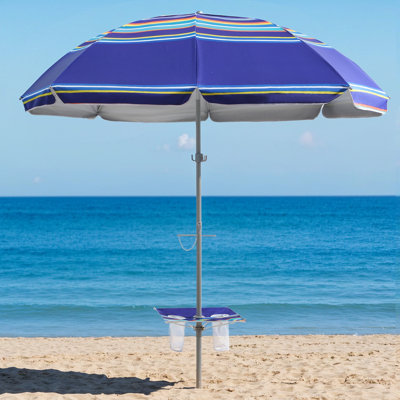 84'' Beach Umbrella Featuring a Built-in Table with Sand Anchor & Tilt