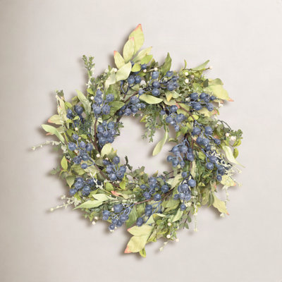24" Handcrafted Leaves, Berry No Holiday Wreath