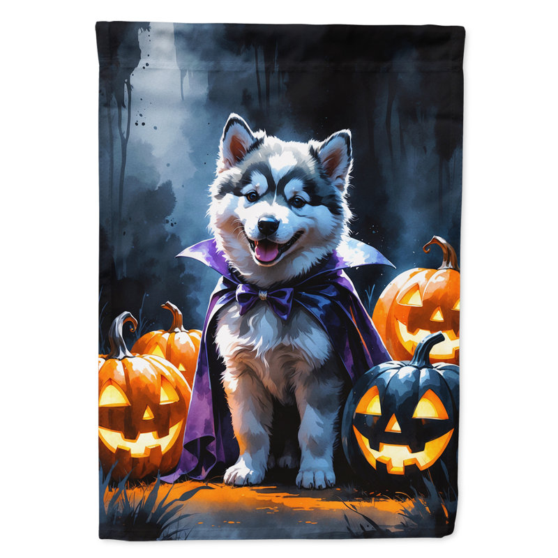 Drapeau de jardin chiot Halloween, Malamute d'Alaska