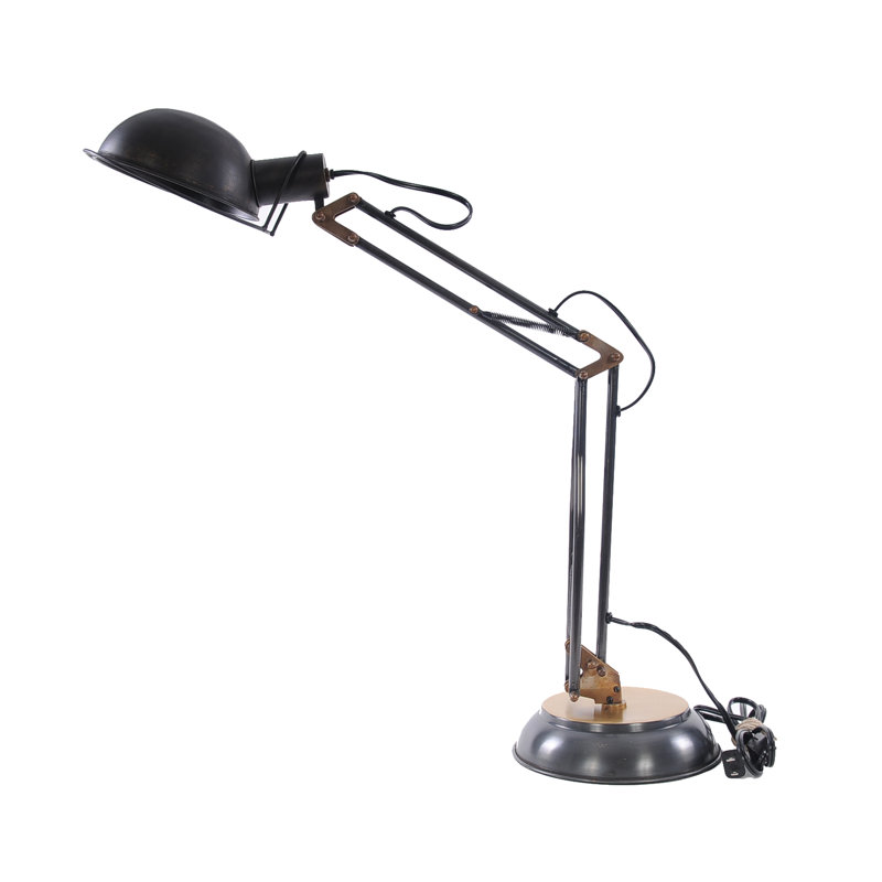 Lampe de table 33 po en métal noir avec abat-jour bol noir