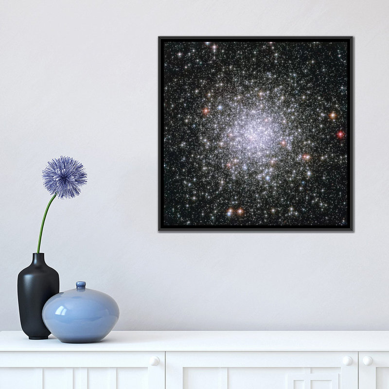 « cosmique richs, messier 69 », impression sur toile tendue, H 18 po x l 18 po x P 1,5 po, Toile encadrée noire, Pas de tapis