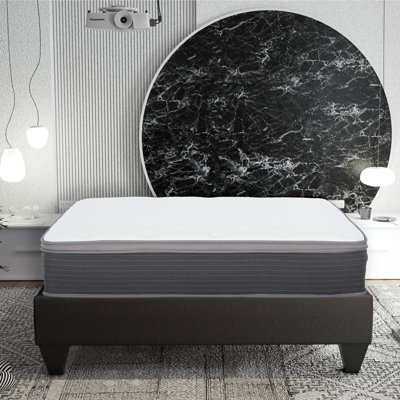 12 In. Pocket Spring Hybrid Bed In A Box Mattress, Queen, Plush Gel Memory Foam Mattress, White/Gray