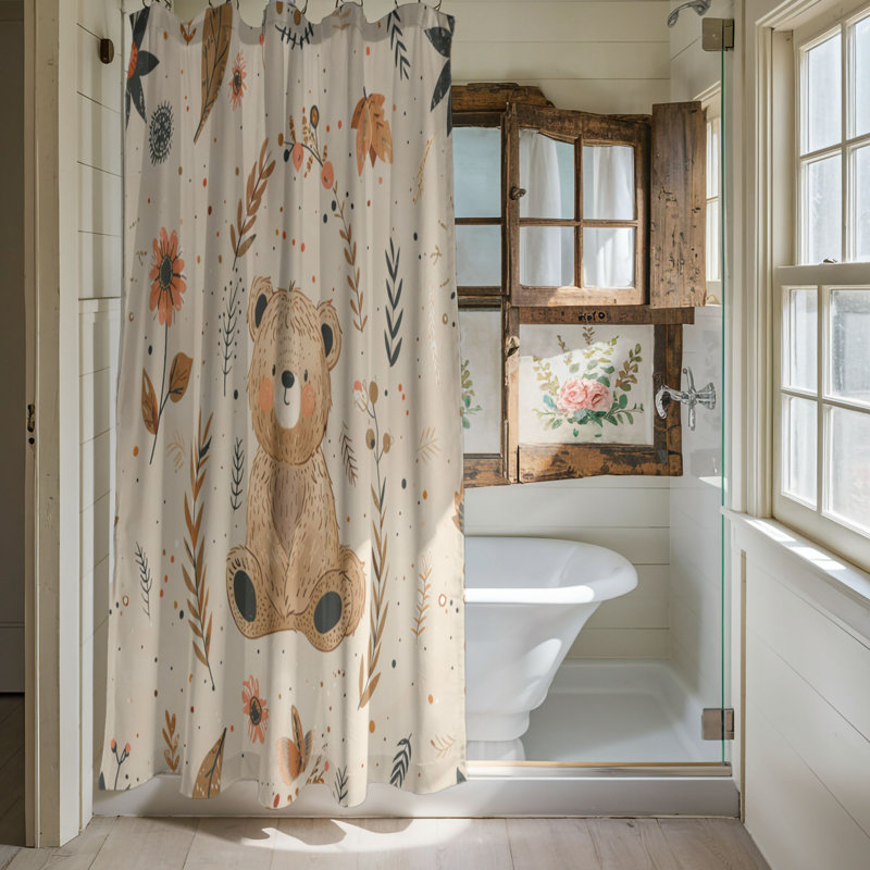 Boho Baby Bear - Premium Shower Curtain 57, 74"H x 71"W