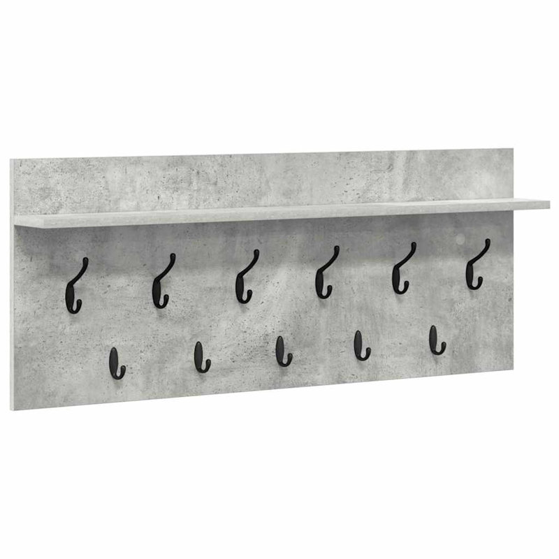 Wall-Mounted Coat Rack With Shelf Engineered Wood, Concrete Grey