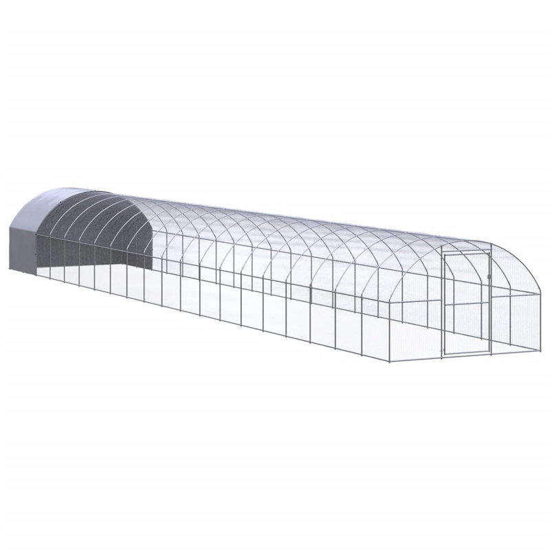 Cage à poulet résistante aux intempéries, H 78,7 po x l 118,1 po x L 787,4 po, gris