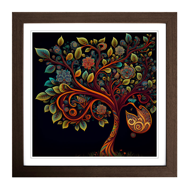 Apple Tree Paisley Art - Framed Print, Walnut