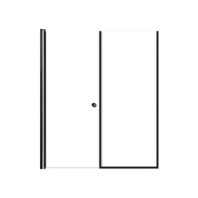 Lyna 57-in x 70-in Pivot Shower Door And Fixed Panel With 1/4-in Clear Glass And Double-Sided Knob Handles, Matte Black