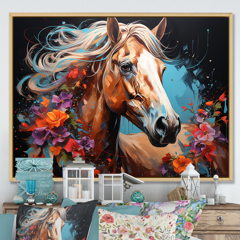 Cheval, art de rue, Cadre naturel flottant, H 16 po x l 32 po x P 1 po