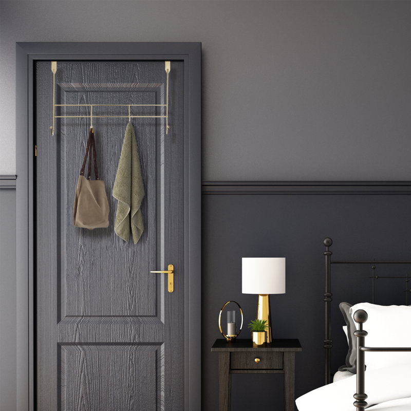 Iron Over-the-Door 4 - Hook Wall Mounted Coat Rack, Champagne Gold