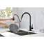 Robinet de cuisine noir mat avec tête de pulvérisation rétractable - Acier inoxydable, buse rotative à 360 °, surface de corrosion et de rouille, poignée simple pour une régulation pratique de la température du débit d'eau-1475201236