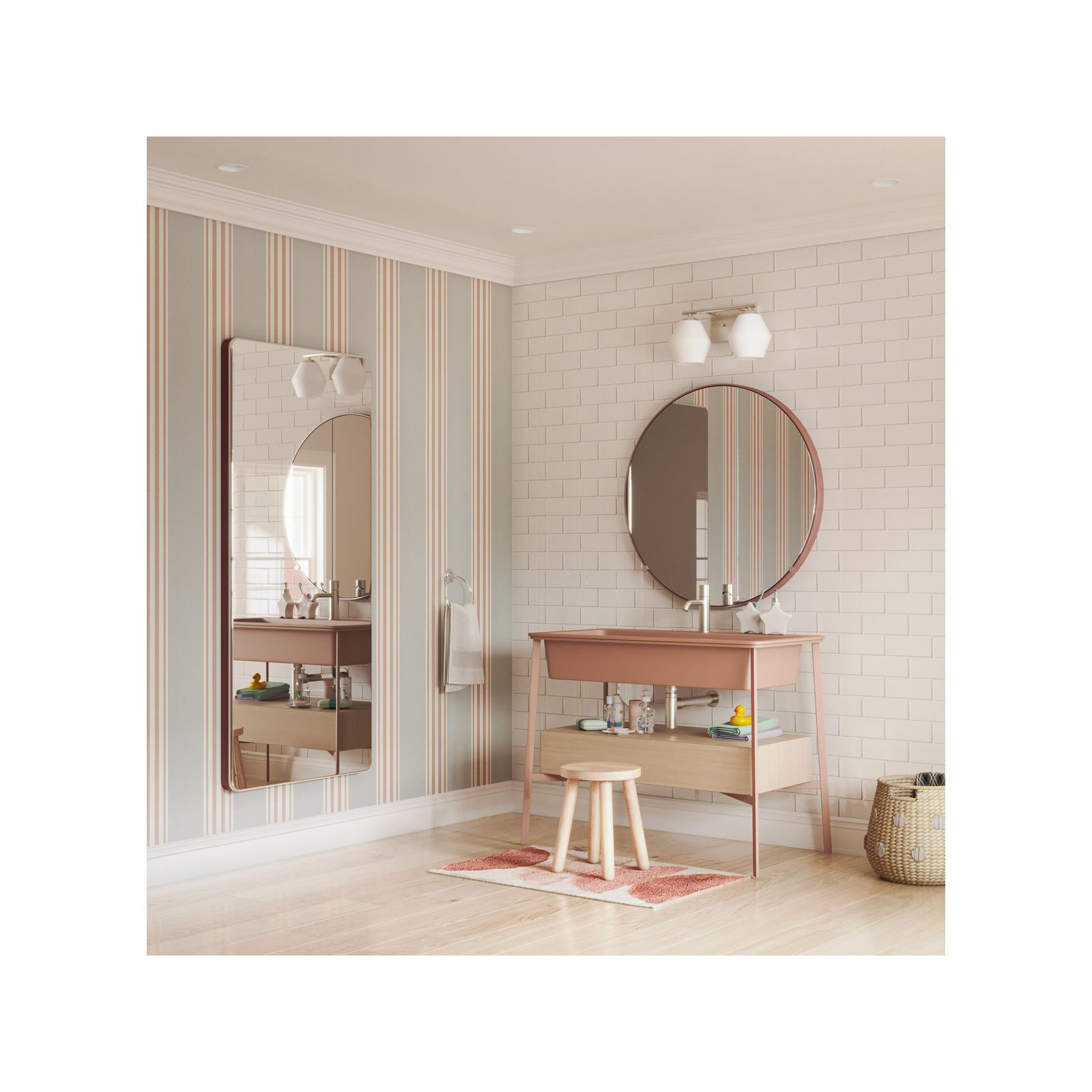 Audryna 2 Light Frosted Dimmable Vanity Light, Brushed Nickel
