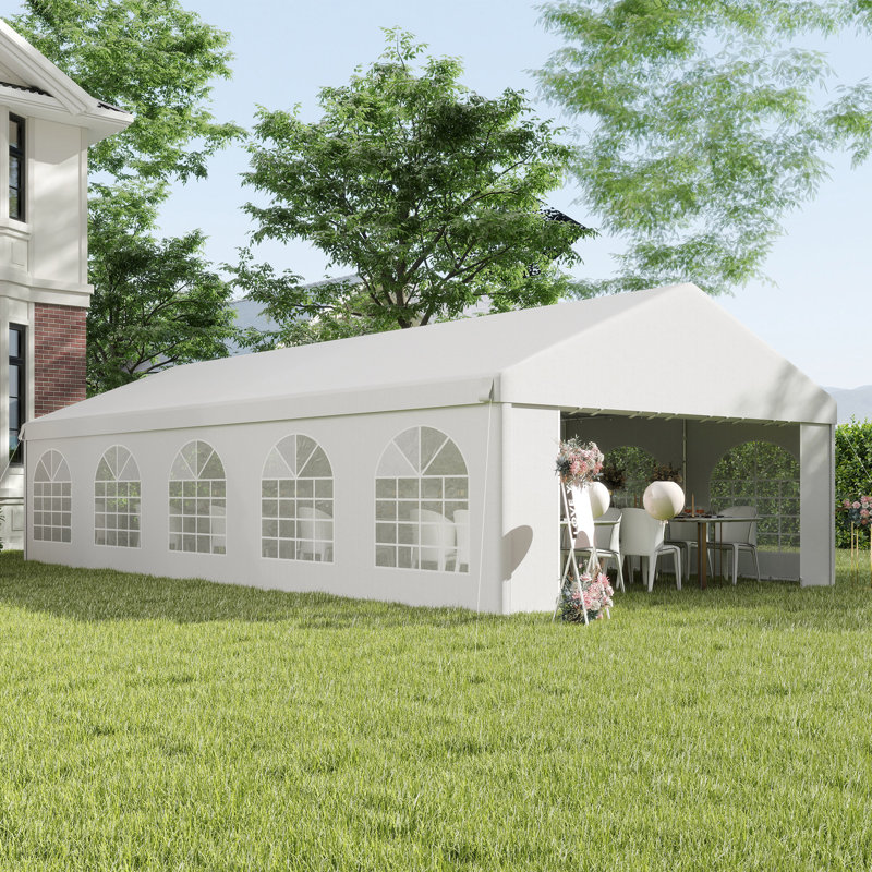 Heavy Duty Carport & Party Tent 16' x 32' with Removable Sidewalls and Double Doors, Large Canopy Tent, Sun Shade Shelter, for Parties, Wedding, Outdoor Events, BBQ